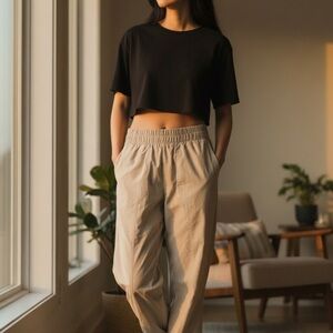 Vanilla Star Army green Elastic-Waist Track Pants​